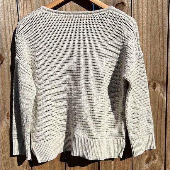 Madewell Women’s Cream with Orange Blue Thread V-Neck Long Sleeve Sweater Cotton - Picture 13 of 16